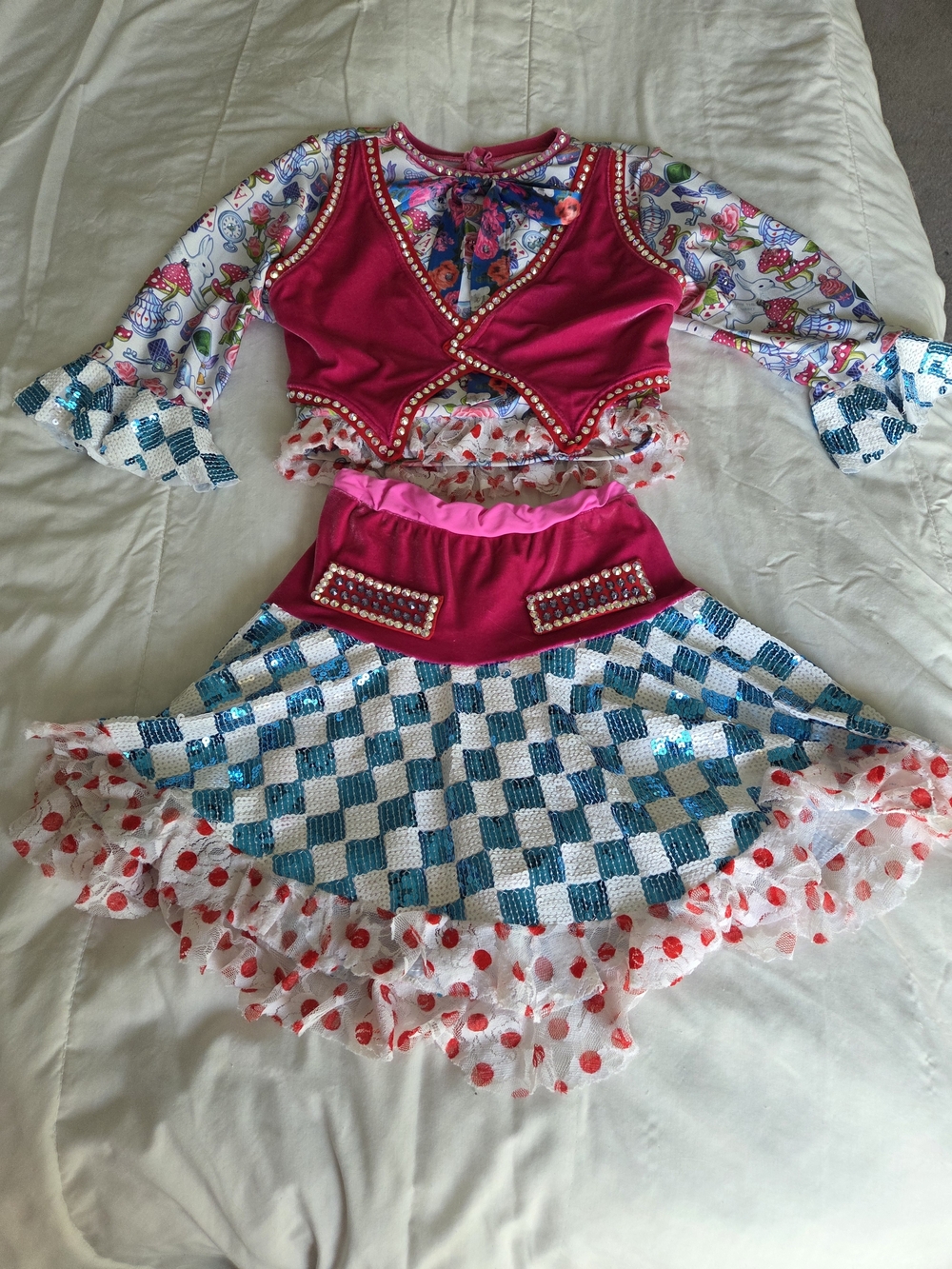 Girls Pink Sequin Checkerboard Dance Costume - Kids